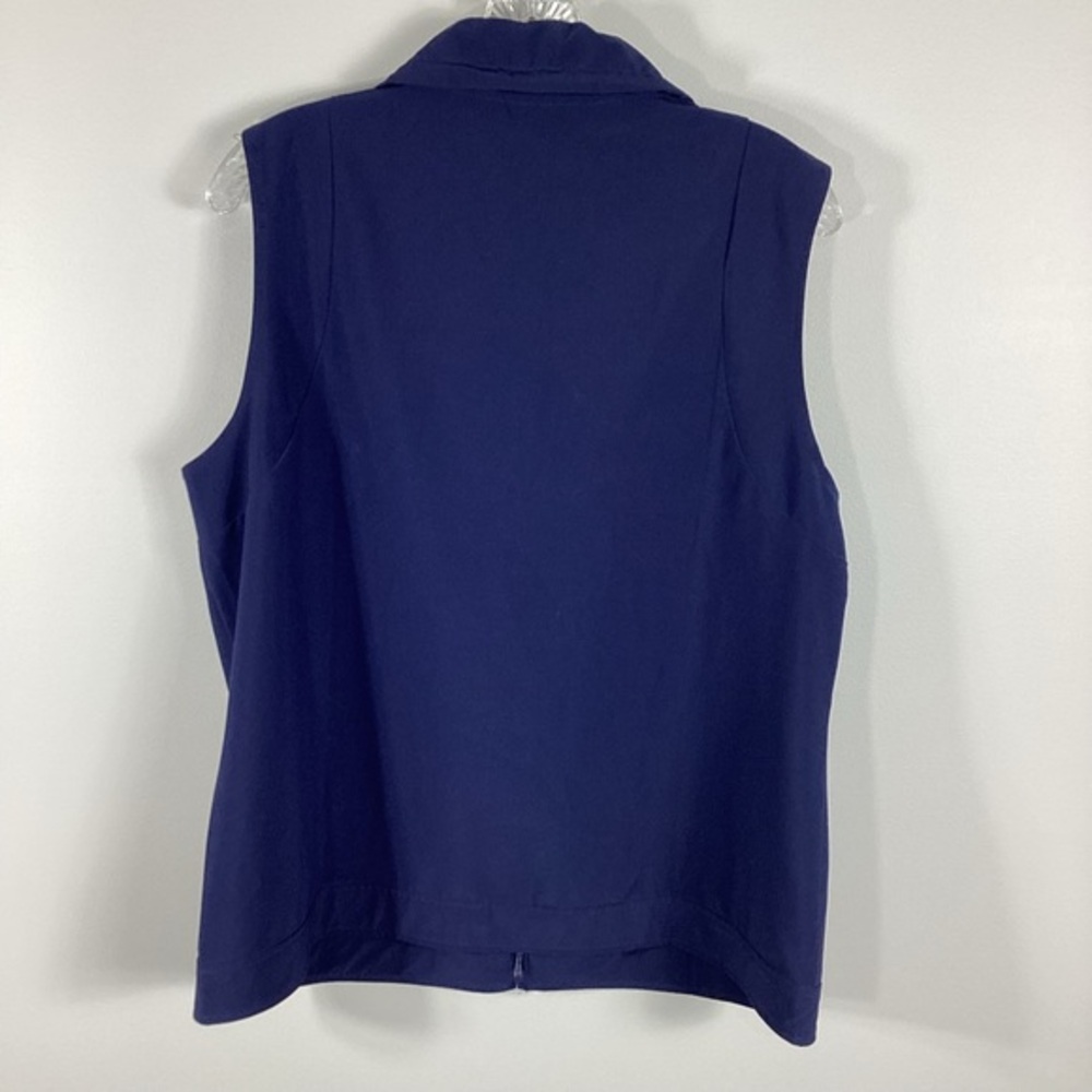 Chico’s Weekend Athleisure Jacket Sleeveless Navy Blue‎ Size 2 Full Zip - Picture 2 of 10
